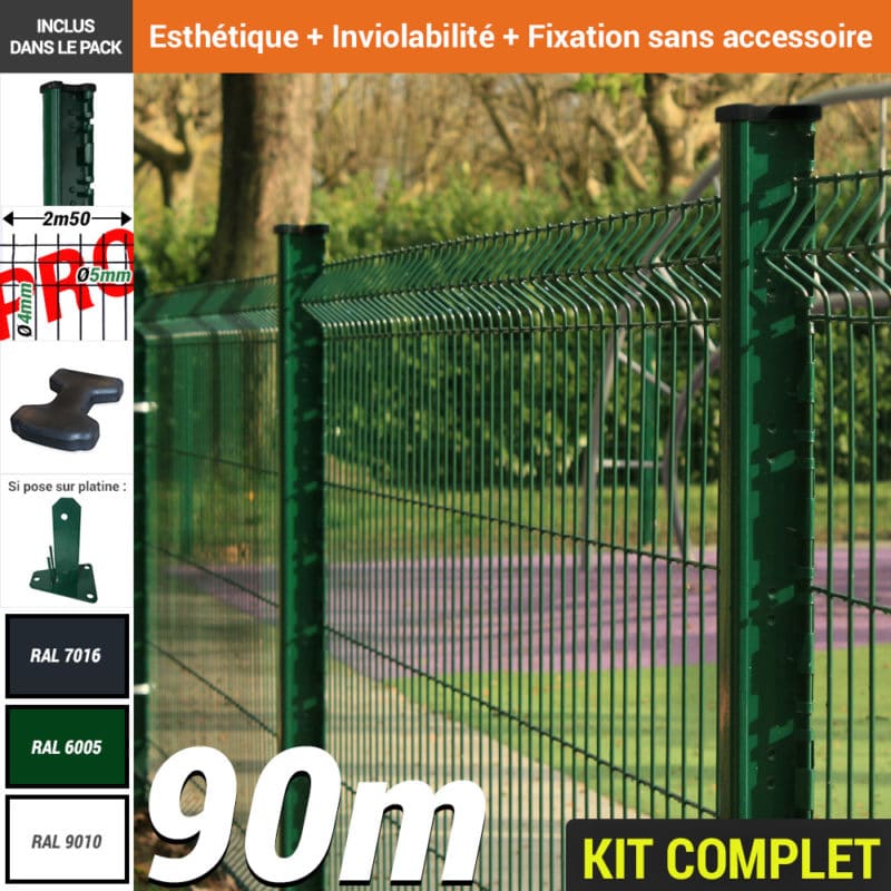 Pack Poteau H Pro Vert 90m Pack poteau H pro fil 4mm vertical 5mm horizontal Vert RAL 6005 Longueur 90m