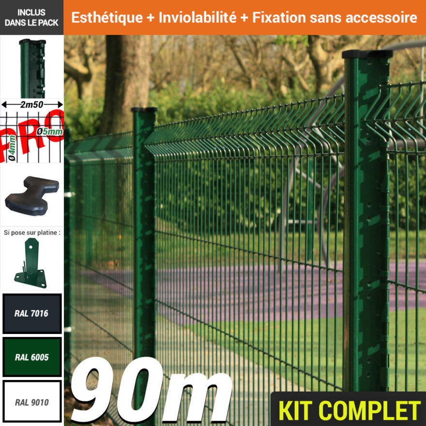 Pack Poteau H Pro Vert 90m Pack poteau H pro fil 4mm vertical 5mm horizontal Vert RAL 6005 Longueur 90m