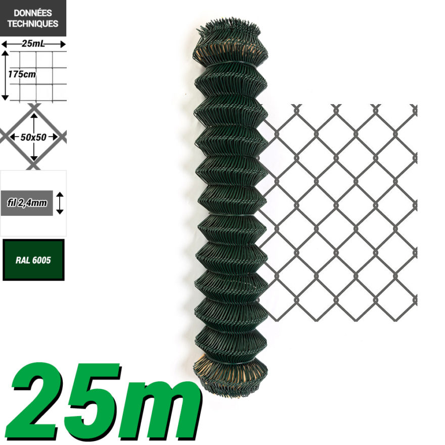 Grillage Simple Torsion Detail 175 Grillage simple torsion hauteur 175cm longueur 25 mètres linéraire vert