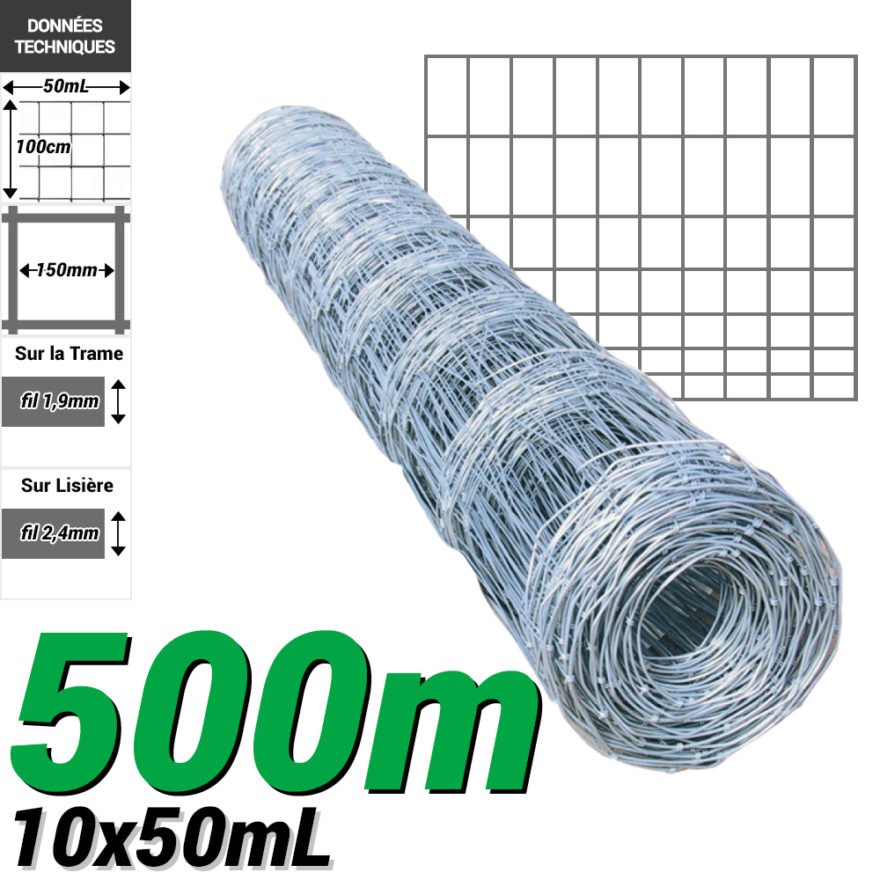 Pack Grillage Noue Pack grillage noué hauteur 100 cm Longueur 500 mètres