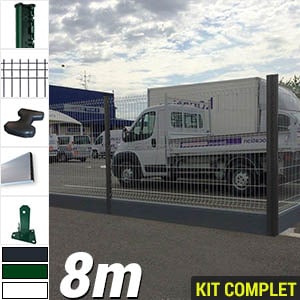 Pack Poteaux H Pvc 8m Kit grillage rigide complet PVC longueur 8m - vert gris anthracite