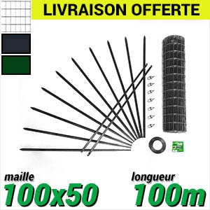 Pack Grillage Soude 100x50 100m kit grillage soude longueur 100m maille 100x50 vert ou gris anthracite