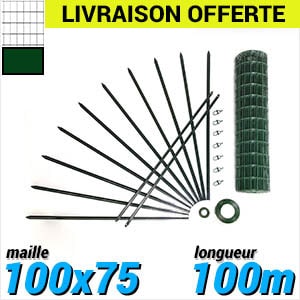 Pack Grillage Soude 100x75 100m kit grillage soude longueur 100m maille 100x75 vert