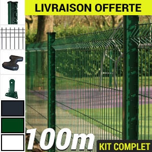 Pack Poteaux H Serie4 100m 100m de cloture grillage rigide vert blanc gris