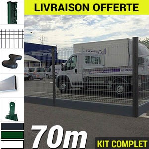Pack Poteaux H Serie4 Pvc 70m Kit grillage rigide avec panneau longueur 70m plaque soubassement pvc beton