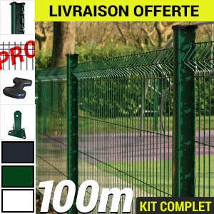 Pack Poteaux H Serie45 Pro 100m 100m de grillage rigide en panneau de 2m50 coloris vert blanc gris anthracite
