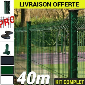 Pack Poteaux H Serie45 Pro 40m Kit grillage rigide longueur 40m en stock vert blanc gris