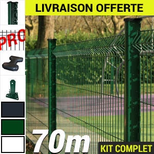 Pack Poteaux H Serie45 Pro 70m Kit grillage rigide pro complet clôture prêt à poser longueur 70m