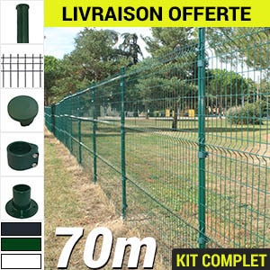 Pack Poteaux Ronds 70m Grillage en panneau rigide Pack poteaux ronds vert blanc gris longueur 70 m maille 200