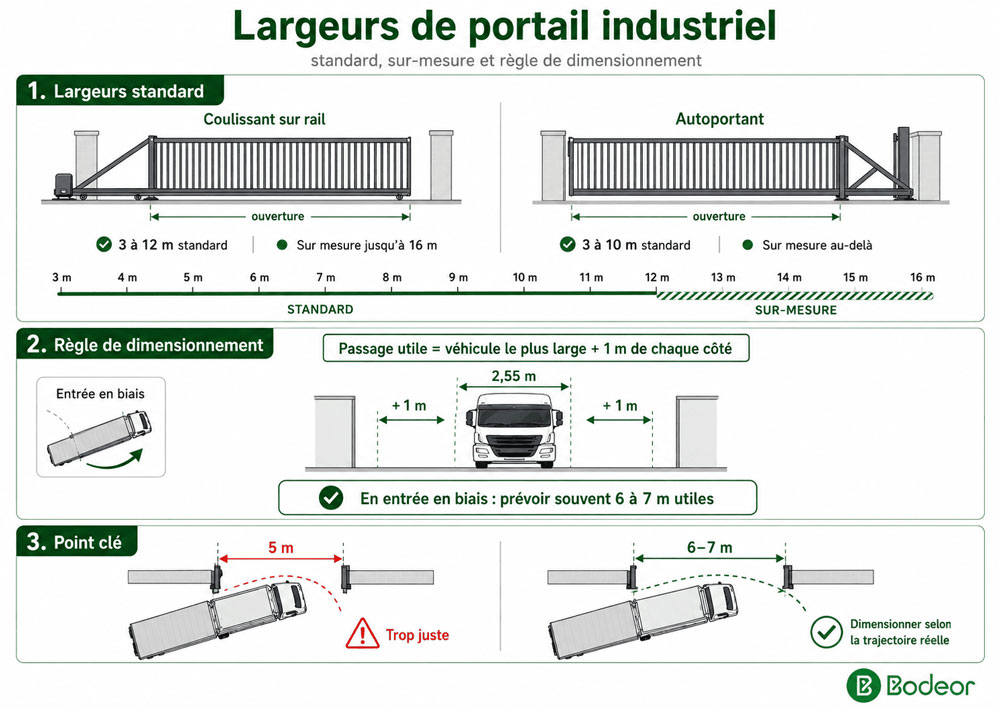 sch&eacute;ma explicatif des largeurs de portail