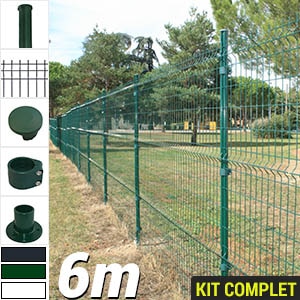 Pack Poteaux Rond Vert 6m Kit grillage rigide : Grillage rigide poteau rond 6m