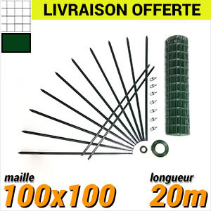 Grillage Simple Torsion Detail 100m kit grillage soude longueur 20m maille 100x100 vert
