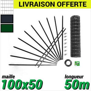 Pack Grillage Soude 100x50 50m kit grillage soude longueur 50m maille 100x50 vert ou gris anthracite