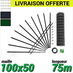 Pack Grillage Soude 100x50 75m kit grillage soude longueur 75m maille 100x50 vert ou gris anthracite