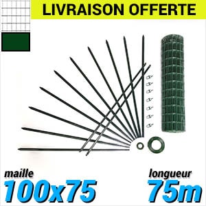 Pack Grillage Soude 100x75 75m kit grillage soude longueur 75m maille 100x75 vert