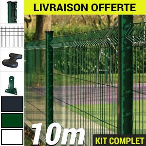 Pack Poteaux H Serie4 10m Kit grillage rigide : Grillage rigide poteau H vert 10m