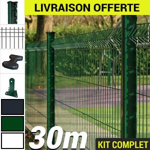 Pack Poteaux H Serie4 30m Kit grillage rigide : Grillage rigide poteau H vert 30m
