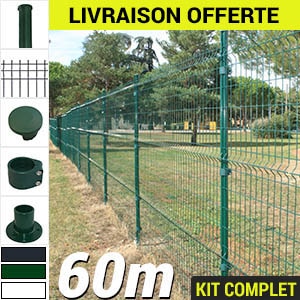 Pack Poteaux Ronds 60m Kit grillage rigide : Grillage rigide poteau rond 60m
