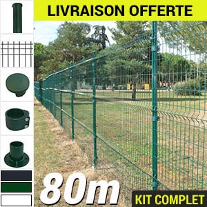 Pack Poteaux Rond Vert 80m Kit grillage rigide : Grillage rigide poteau rond 80m