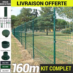 Pack Poteaux Ronds 160m Kit grillage rigide : Grillage rigide poteau rond 160m