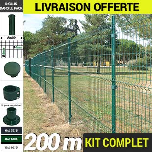 Pack Poteaux Ronds 200m Kit grillage rigide : Grillage rigide poteau rond 200m