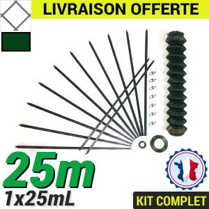Pack Grillage Simple Torsion 25m Fabrication Française Grillage souple : Kit Grillage simple torsion 25m