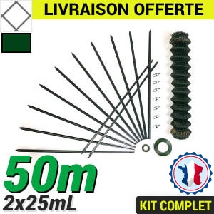 Pack Grillage Simple Torsion 50m Fabrication Française Grillage souple : Kit Grillage simple torsion 50m