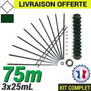 Pack Grillage Simple Torsion 75m Fabrication Française Grillage souple : Kit Grillage simple torsion 75m