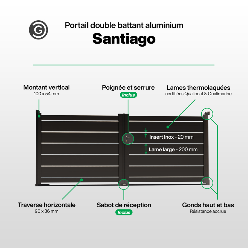 Portail Double Battant Infographie - Santiago