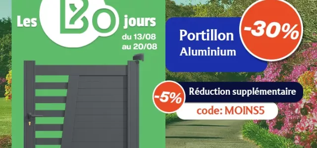 Bodeor : Profitez des réductions sur nos kits de grillage rigide, portail aluminium et brise vue.