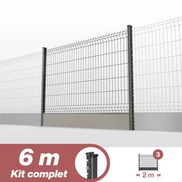 Illustration du produit Kit grillage rigide poteaux H + soubassement PVC - longueur 6 mètres