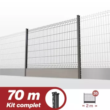 Illustration du produit Kit grillage rigide poteaux H + soubassement PVC - longueur 70 mètres