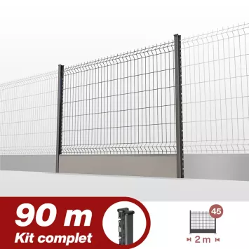 Illustration du produit Kit grillage rigide poteaux H + soubassement PVC - longueur 90 mètres