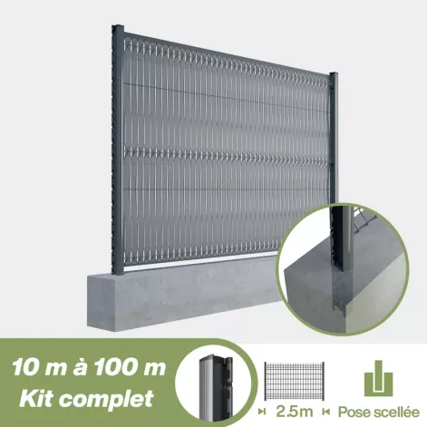 Kit grillage rigide poteau H renforcé avec occultation aluminium (Ø4/5mm)
