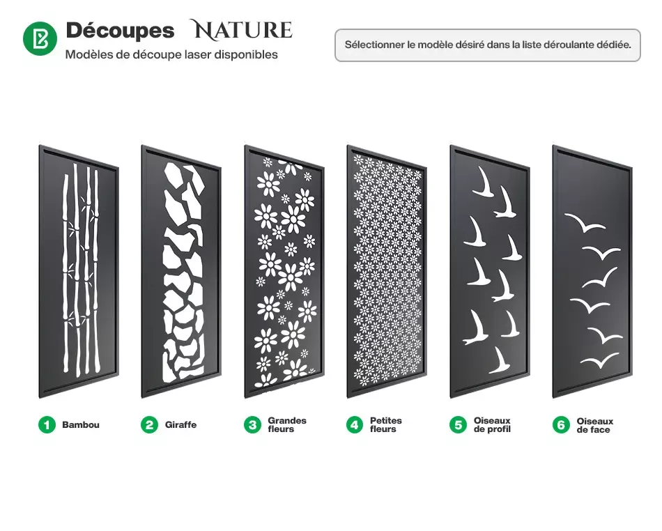 Liste des motifs laser de type Nature