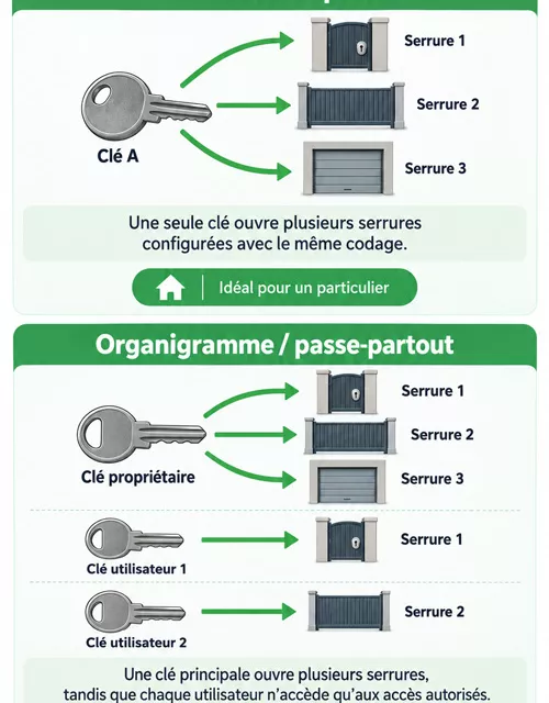 Comparaison clé unique et passe-partout