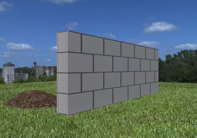 Construction d'un muret de clôture - Premier muret installé