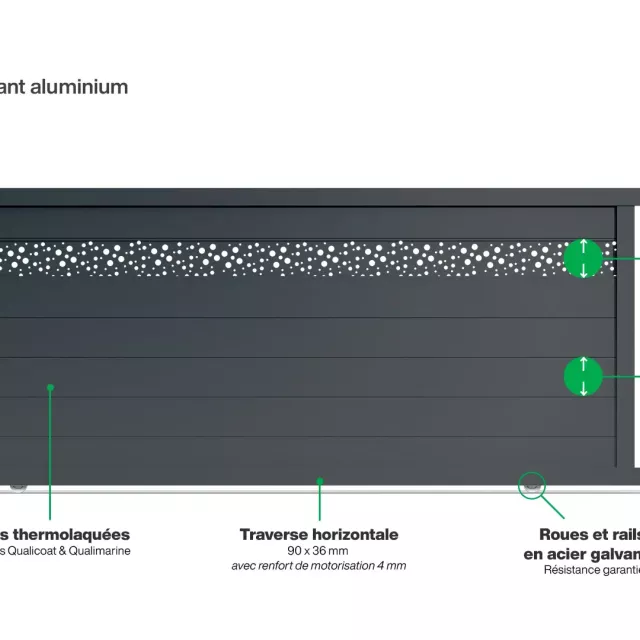 Infographie Portail coulissant aluminium Bale