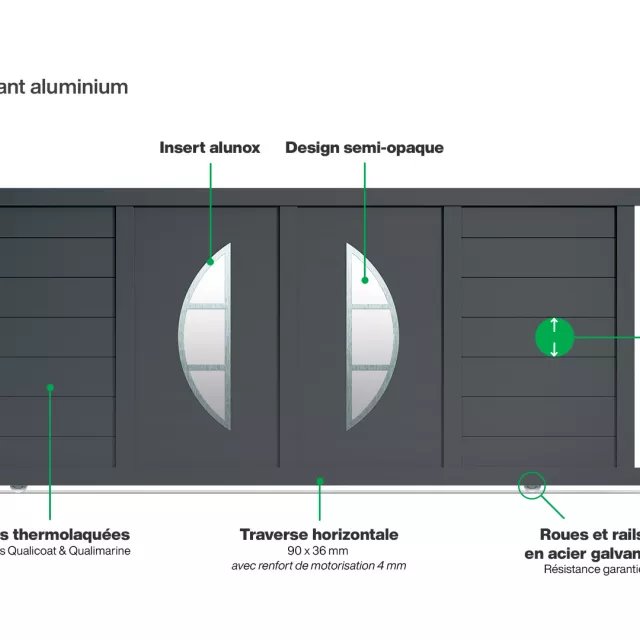 Infographie Portail coulissant aluminium Bille