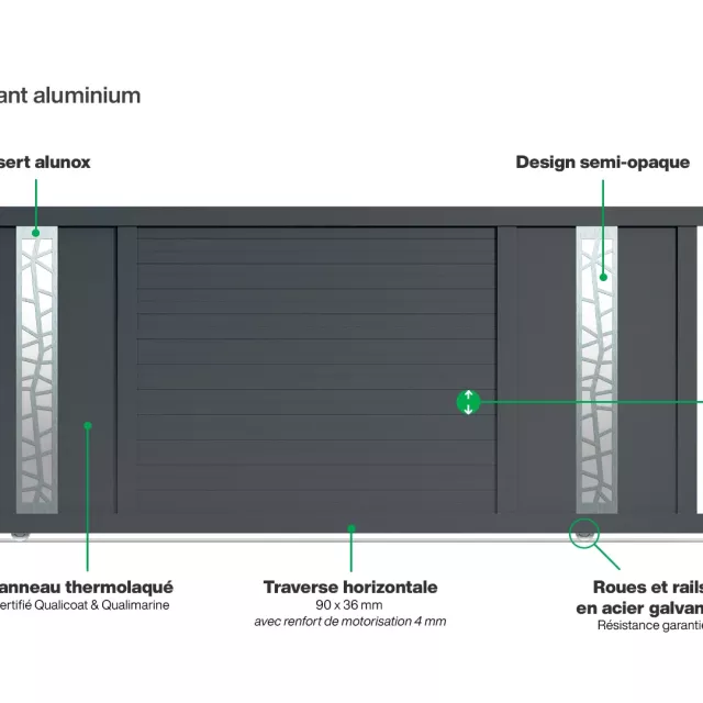 Portail : Infographie d'un portail coulissant aluminium modèle JEREZ