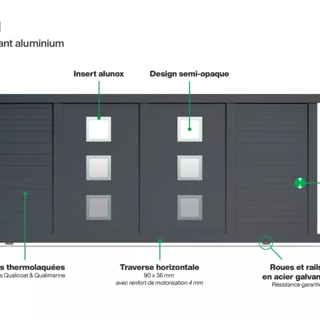 Portail : Infographie d'un portail coulissant aluminium modèle NASSAU