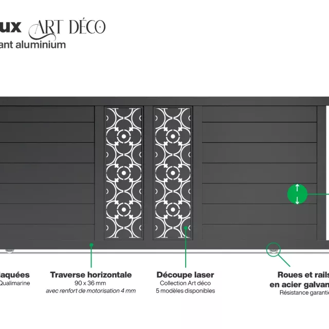 Infographie portail coulissant Bordeaux Art déco