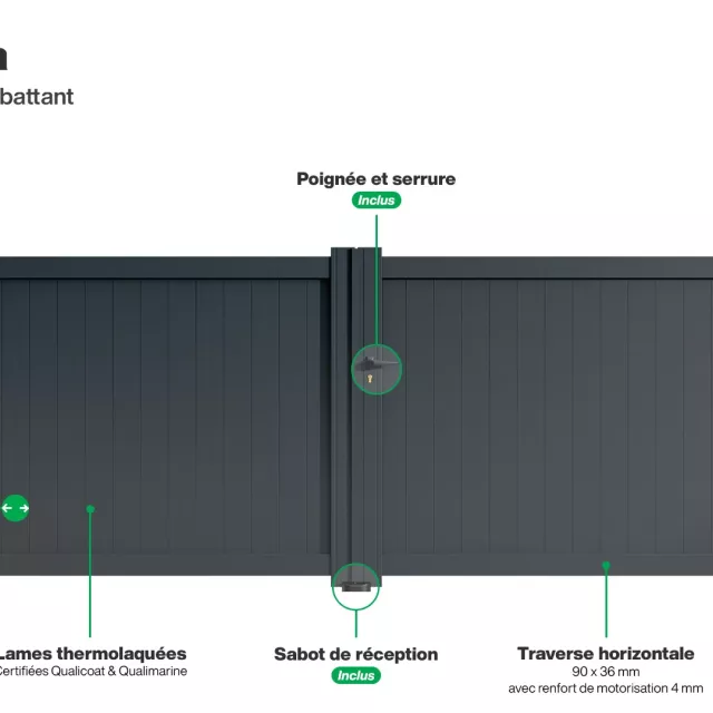 Portail : Infographie du portail aluminium double battant ATHENIA
