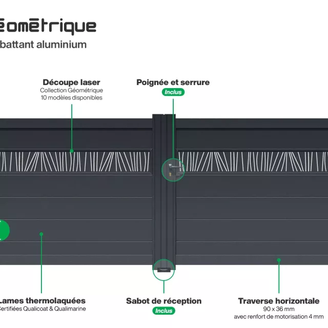 Infographie Portail double battant Bale Géométrique