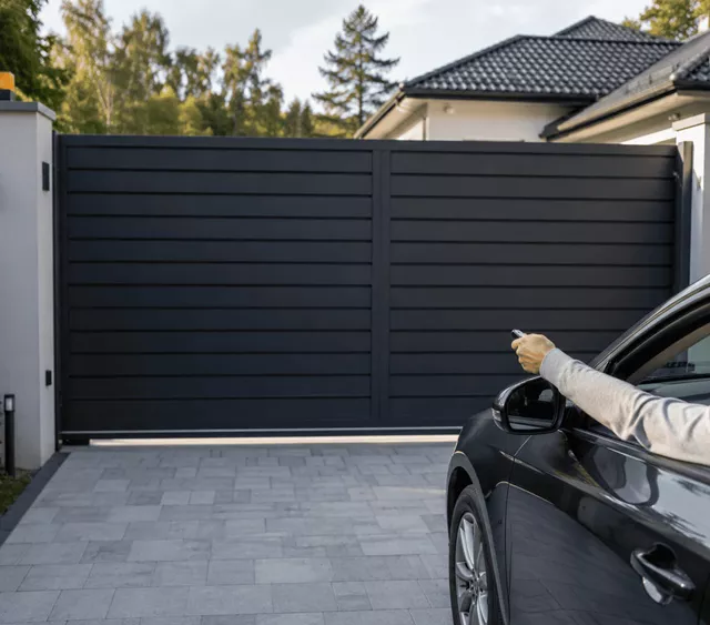 Portail électrique noir commandé à distance qui ne s’ouvre pas