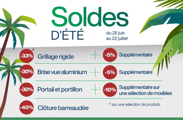 Bodeor : Profitez de soldes sur nos kits de grillage rigide, portail aluminium et brise vue.