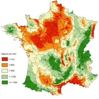 Brise vue : Carte du cumule des précipitations en France