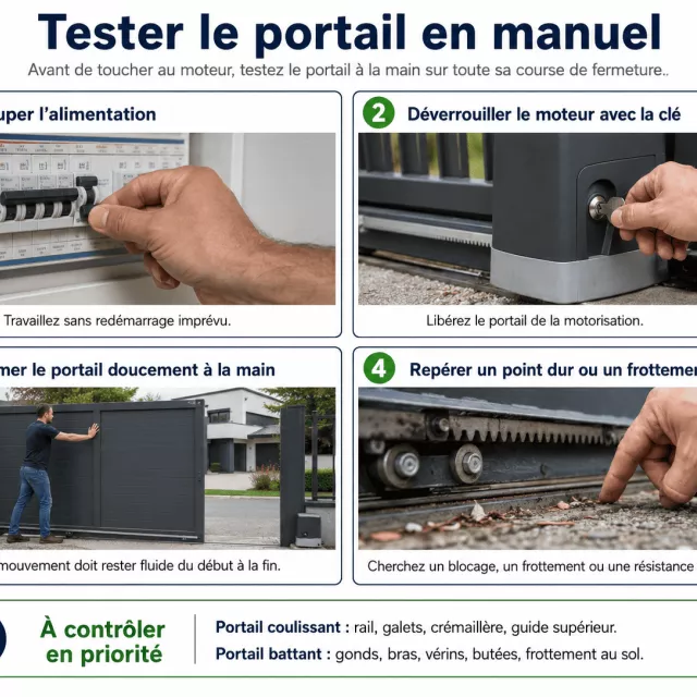 Portail : tutoriel d'ouverture manuelle d'un portail motorisé