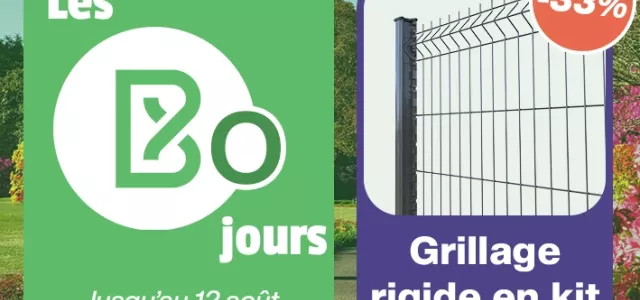 Bodeor : Profitez des réductions sur nos kits de grillage rigide, portail aluminium et brise vue.