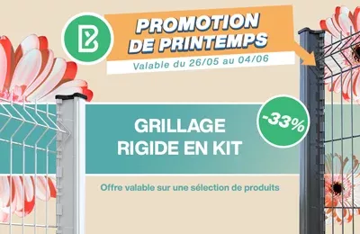 Bodeor : Profitez des réductions sur nos kits de grillage rigide, portail aluminium et brise vue.